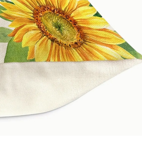 NEW START THE DAY WITH A SMILE SUNFLOWERS/FLORAL ALL SEASONS LINEN PILLOW COVER - Picture 4 of 6